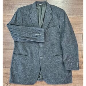 PREEPY Herringbone Soft Joseph & Feiss 44 L Blazer 100% Camel Hair Charcoal
